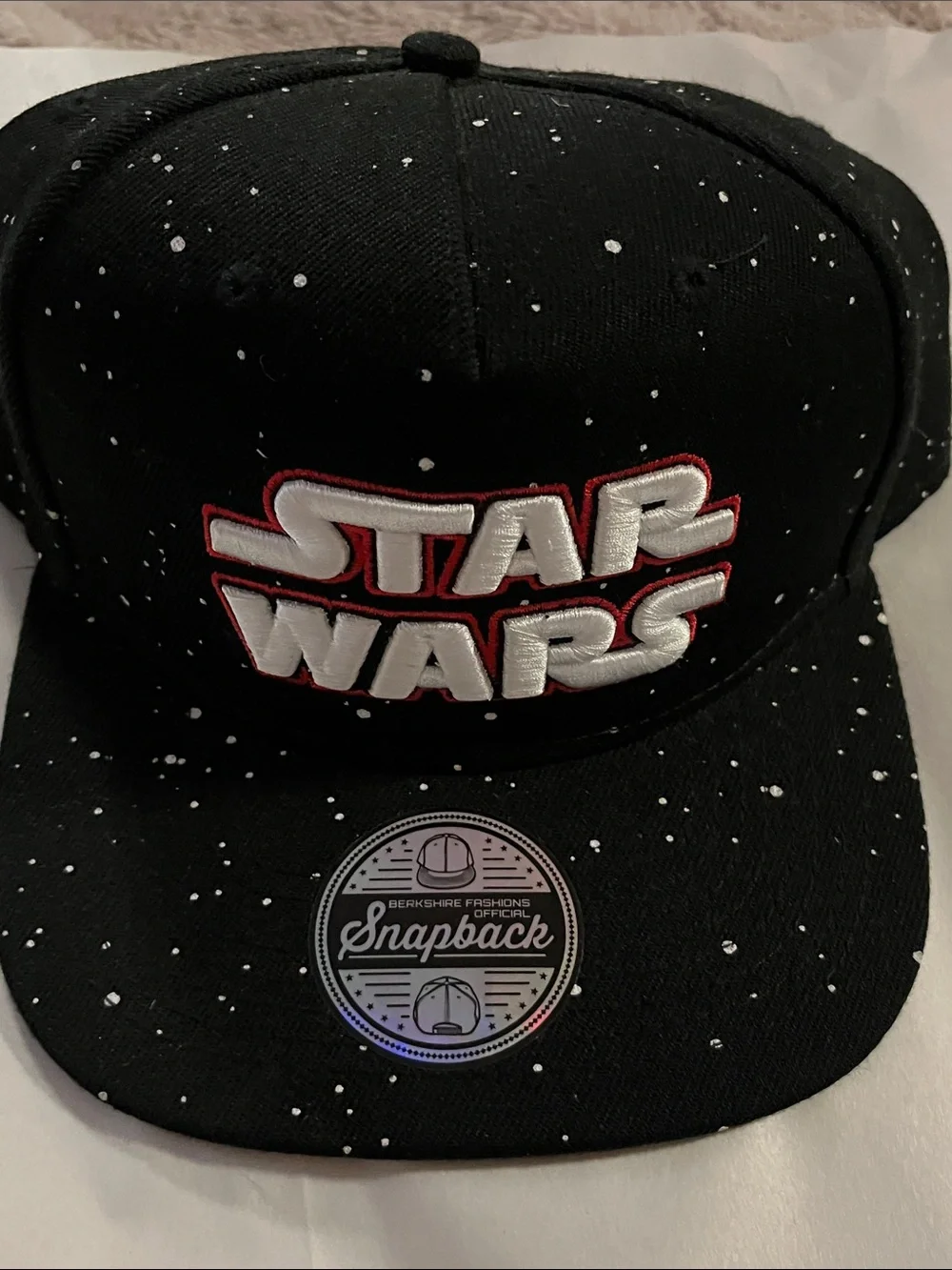 A#1-Star Wars Kids Black Hat with White Speckle and Red Trim